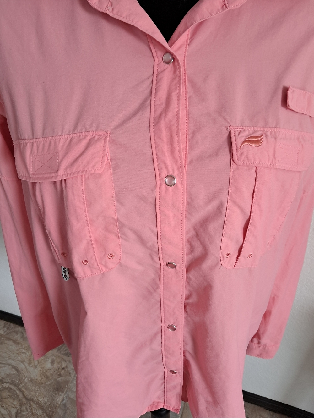 Wrangler Fishing Shirt Women’s XL Pink Snap Buttons Lightweight Outdoor Sport - Picture 6 of 14